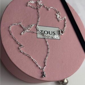 TOUS Silver Necklace with mini bold bear 18” long (45cm)